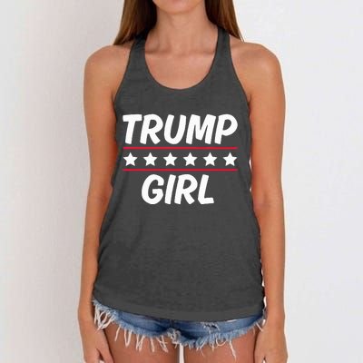 Trump Girl Funny Female Voter Slogan 2024 Election Statement Women's Knotted Racerback Tank