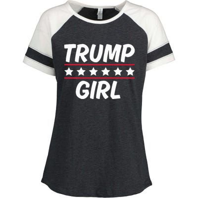 Trump Girl Funny Female Voter Slogan 2024 Election Statement Enza Ladies Jersey Colorblock Tee