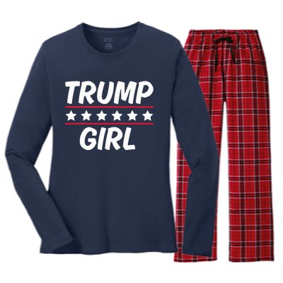 Trump Girl Funny Female Voter Slogan 2024 Election Statement Women's Long Sleeve Flannel Pajama Set 