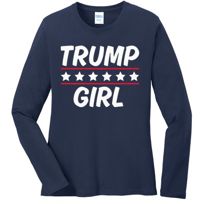 Trump Girl Funny Female Voter Slogan 2024 Election Statement Ladies Long Sleeve Shirt