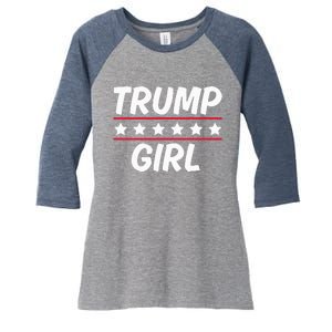 Trump Girl Funny Female Voter Slogan 2024 Election Statement Women's Tri-Blend 3/4-Sleeve Raglan Shirt