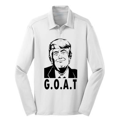 Trump Goat Funny Donald Trump Election Silk Touch Performance Long Sleeve Polo