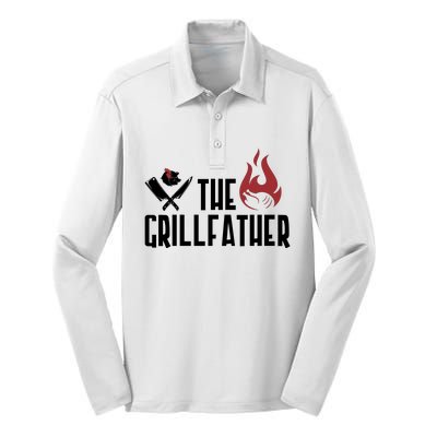 The Grillfather Funny Chef Silk Touch Performance Long Sleeve Polo