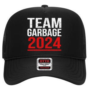 Team Garbage For Trump 2024 Elections 2024 Vote For Trump Gift High Crown Mesh Back Trucker Hat