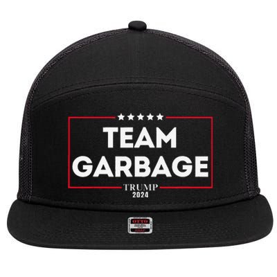 Team Garbage For Trump 2024 Gift 7 Panel Mesh Trucker Snapback Hat