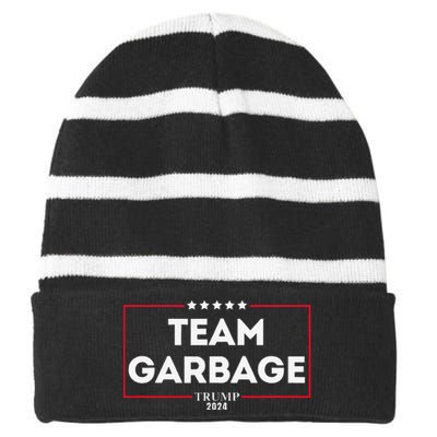 Team Garbage For Trump 2024 Gift Striped Beanie with Solid Band