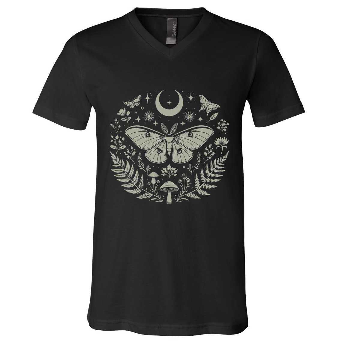 Therian Grunge Fairycore Aesthetic Luna Moth Cottagecore V-Neck T-Shirt
