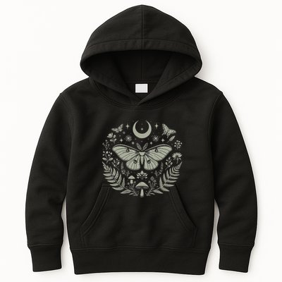 Therian Grunge Fairycore Aesthetic Luna Moth Cottagecore Kids Hoodie