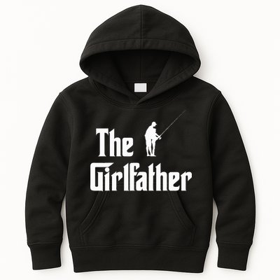 The Girlfather Funny Dad Of Girl Fishing Father And Daughter Kids Hoodie