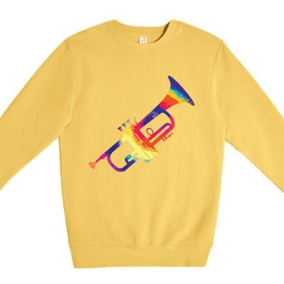 Trumpet Gift For Trumpet Player Multicolor Tie Dye Trumpet Premium Premium Crewneck Sweatshirt