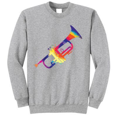 Trumpet Gift For Trumpet Player Multicolor Tie Dye Trumpet Premium Sweatshirt