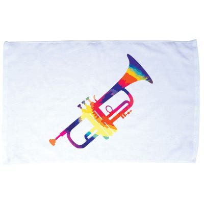 Trumpet Gift For Trumpet Player Multicolor Tie Dye Trumpet Premium Microfiber Hand Towel