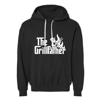 The Grillfather Fire Spatula Meat Fork Retro Movie Parody Gift Garment-Dyed Fleece Hoodie