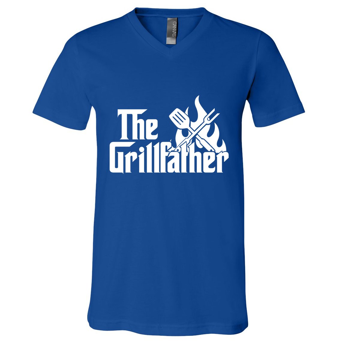 The Grillfather Fire Spatula Meat Fork Retro Movie Parody Gift V-Neck T-Shirt