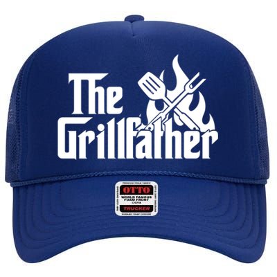 The Grillfather Fire Spatula Meat Fork Retro Movie Parody Gift High Crown Mesh Back Trucker Hat