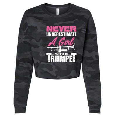 Trumpet Girl Funny Trumpet Player Marching Band Cropped Pullover Crew