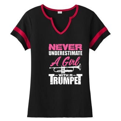 Trumpet Girl Funny Trumpet Player Marching Band Ladies Halftime Notch Neck Tee