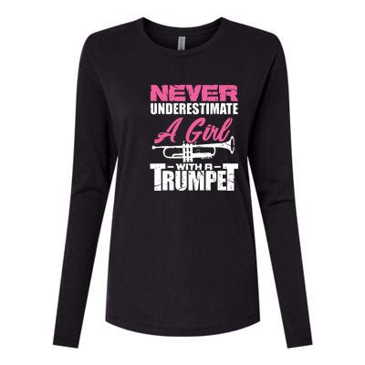 Trumpet Girl Funny Trumpet Player Marching Band Womens Cotton Relaxed Long Sleeve T-Shirt