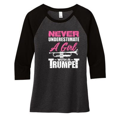 Trumpet Girl Funny Trumpet Player Marching Band Women's Tri-Blend 3/4-Sleeve Raglan Shirt