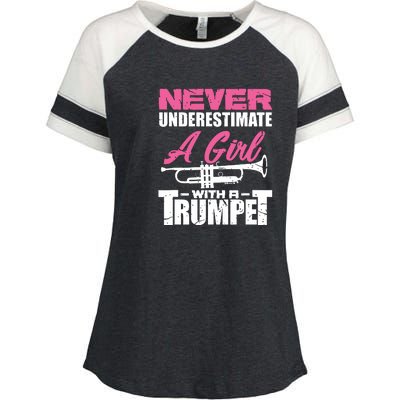 Trumpet Girl Funny Trumpet Player Marching Band Enza Ladies Jersey Colorblock Tee