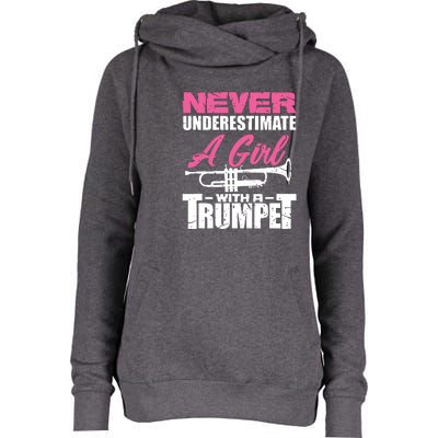 Trumpet Girl Funny Trumpet Player Marching Band Womens Funnel Neck Pullover Hood