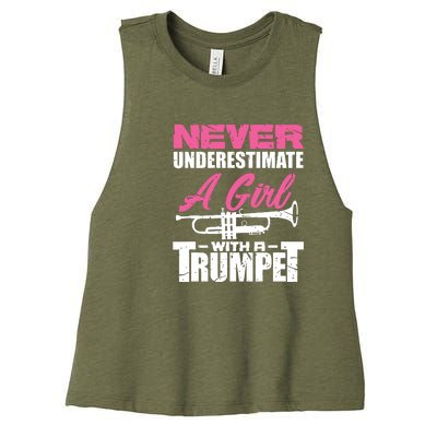 Trumpet Girl Funny Trumpet Player Marching Band Women's Racerback Cropped Tank