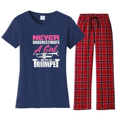 Trumpet Girl Funny Trumpet Player Marching Band Women's Flannel Pajama Set