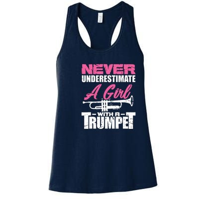 Trumpet Girl Funny Trumpet Player Marching Band Women's Racerback Tank