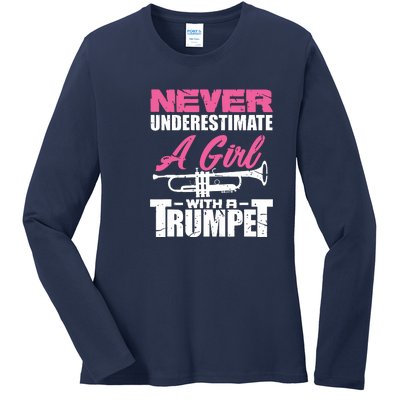 Trumpet Girl Funny Trumpet Player Marching Band Ladies Long Sleeve Shirt