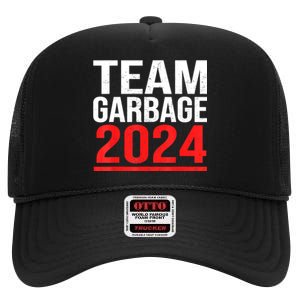 Team Garbage For Trump 2024 Elections 2024 Vote For Trump High Crown Mesh Back Trucker Hat