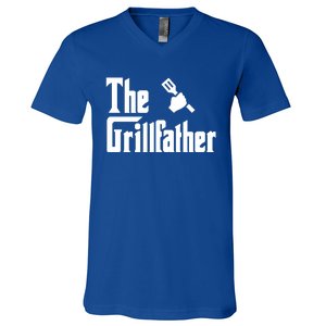 The Grillfather Funny Gift Grilling Griller Bbq Fathers Day Gift Funny Gift V-Neck T-Shirt