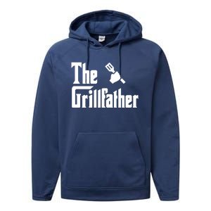 The Grillfather Funny Gift Grilling Griller Bbq Fathers Day Gift Funny Gift Performance Fleece Hoodie