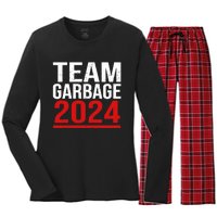 Team Garbage For Trump 2024 Elections 2024 Vote For Trump Women's Long Sleeve Flannel Pajama Set 