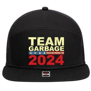 Team Garbage For Trump 2024 Elections 2024 Vote For Trump 7 Panel Mesh Trucker Snapback Hat