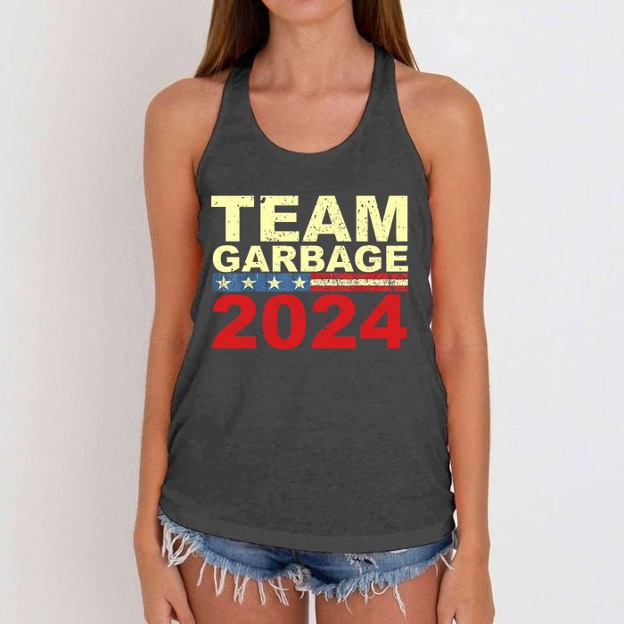 Team Garbage For Trump 2024 Elections 2024 Vote For Trump Women's Knotted Racerback Tank