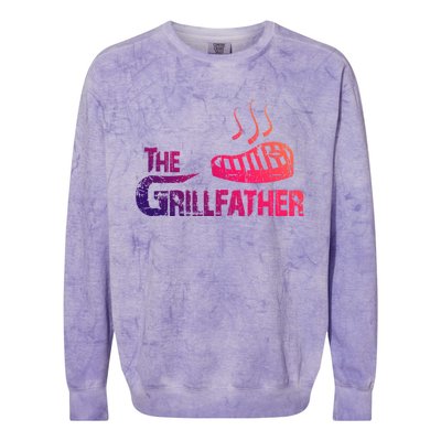 The Grillfather Funny Barbeque Grilling Gift Colorblast Crewneck Sweatshirt