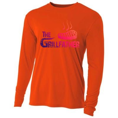 The Grillfather Funny Barbeque Grilling Gift Cooling Performance Long Sleeve Crew