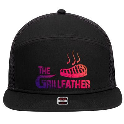 The Grillfather Funny Barbeque Grilling Gift 7 Panel Mesh Trucker Snapback Hat