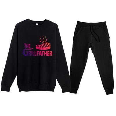 The Grillfather Funny Barbeque Grilling Gift Premium Crewneck Sweatsuit Set