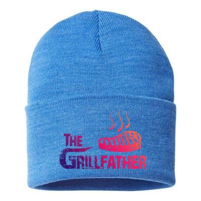 The Grillfather Funny Barbeque Grilling Gift Sustainable Knit Beanie