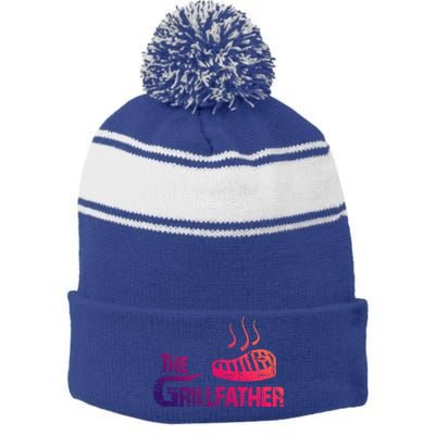 The Grillfather Funny Barbeque Grilling Gift Stripe Pom Pom Beanie