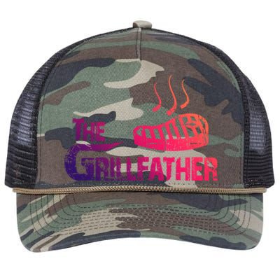 The Grillfather Funny Barbeque Grilling Gift Retro Rope Trucker Hat Cap