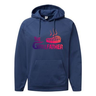 The Grillfather Funny Barbeque Grilling Gift Performance Fleece Hoodie