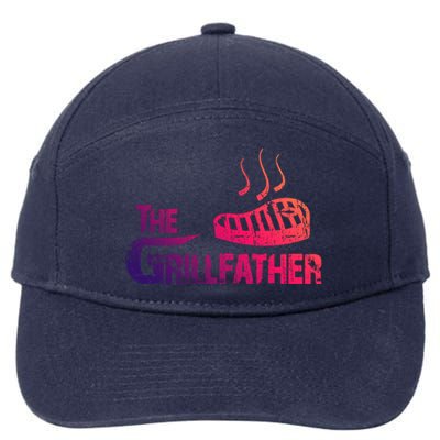 The Grillfather Funny Barbeque Grilling Gift 7-Panel Snapback Hat