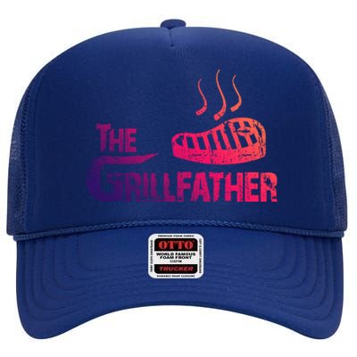 The Grillfather Funny Barbeque Grilling Gift High Crown Mesh Back Trucker Hat