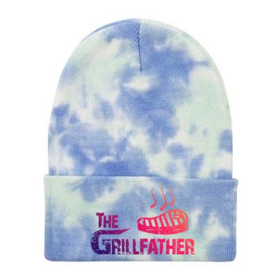 The Grillfather Funny Barbeque Grilling Gift Tie Dye 12in Knit Beanie