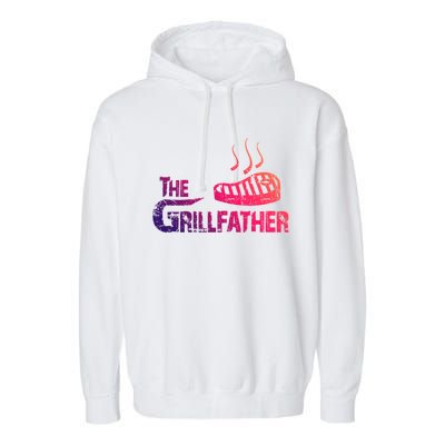 The Grillfather Funny Barbeque Grilling Gift Garment-Dyed Fleece Hoodie