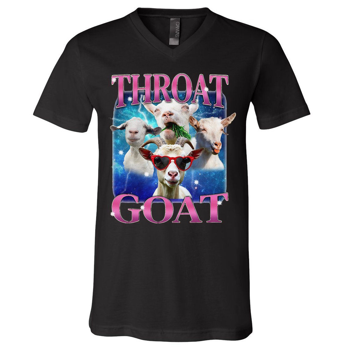 Throat Goat Funny Inappropriate Adult Humor Unhinged Meme V-Neck T-Shirt