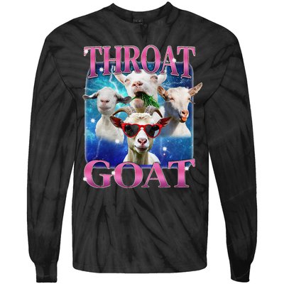 Throat Goat Funny Inappropriate Adult Humor Unhinged Meme Tie-Dye Long Sleeve Shirt