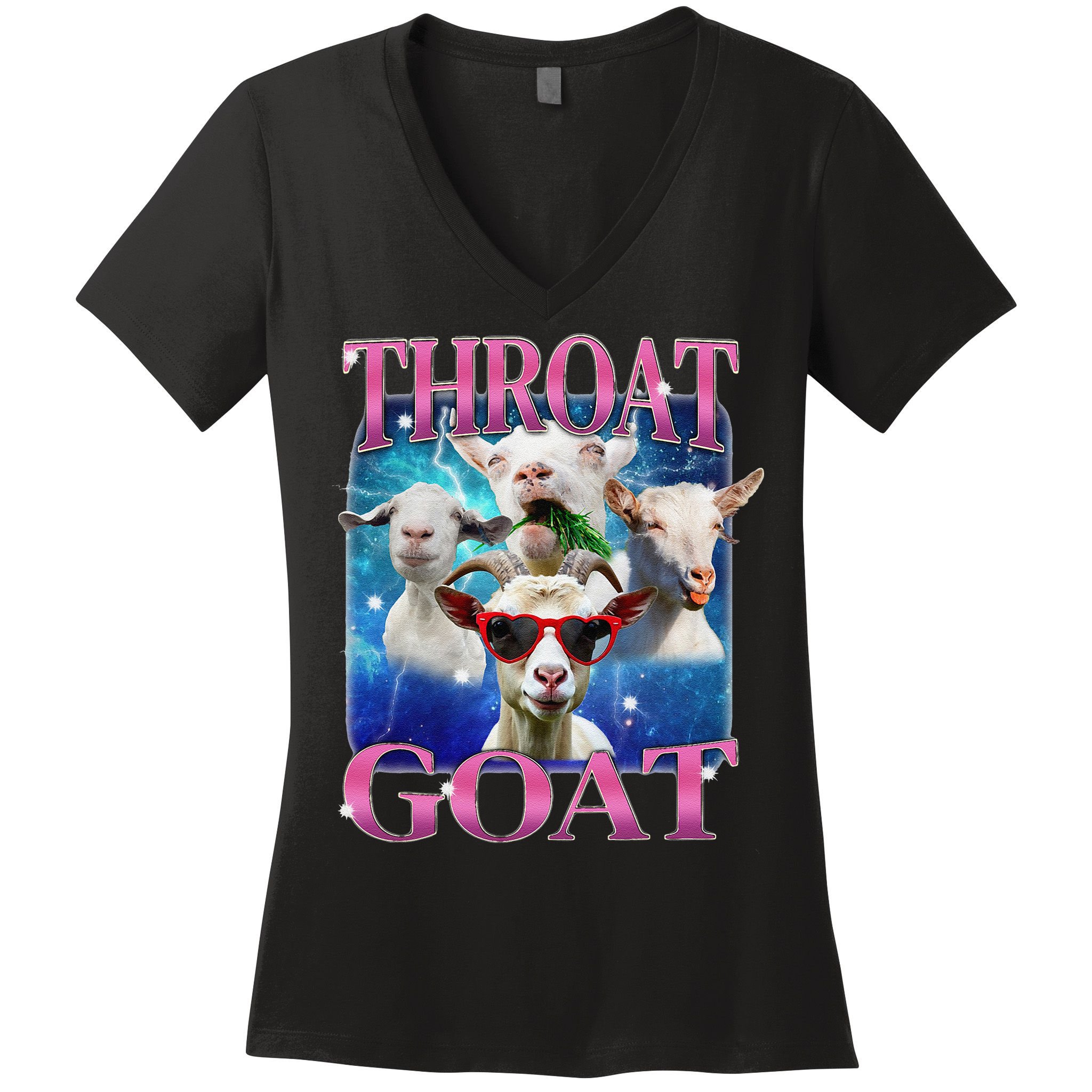 Throat Goat Funny Inappropriate Adult Humor Unhinged Meme Women's V-Neck T-Shirt